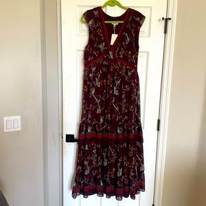 NWT: Women’s Max Studio Ruffled Maroon Maxi Dress